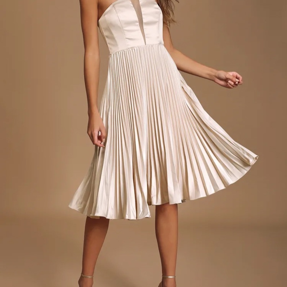 Champagne satin cocktail dress